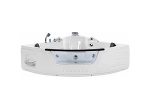 4251682233897 - Beliani - Badewanne Weiß mit Hydromassage Funktion Fenster 198 x 144 cm Jacuzzi Badezimmer