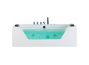 4251682234160 - Beliani - Whirlpool-Badewanne Weiß 150 x 71 cm Sanitäracryl led Beleuchtung Modern