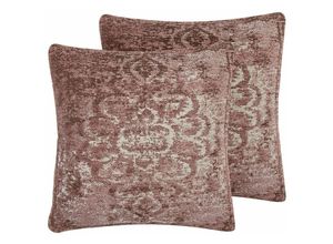 4251682235464 - Dekokissen 2er Set Rosa Baumwolle Polsterbezug 45 x 45 cm Boho-Stil Wohnzimmer Salon Schlafzimmer