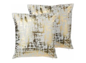 4251682235907 - Beliani - Dekokissen Gold 2er Set Baumwolle 45 x 45 cm Wohnzimmer Salon Schlafzimmer