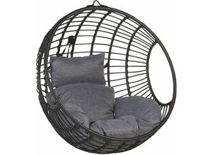 4251682236522 - Hängesessel Schwarz Rattan Korbsessel inkl Kissen Outdoor Indoor Boho Stil - Grau