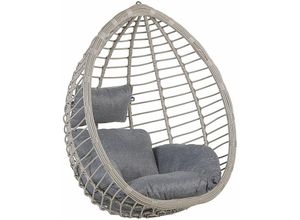 4251682236584 - Beliani - Moderner Outdoor Hängekorbsessel Rattan inkl Kissen Grau Tollo - Grau