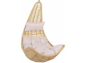 4251682236591 - Beliani - Hängekorb Beige Polyrattan inkl Sitz- und Kopfkissen Modern Boho Wohnzimmer Terrasse Kinderzimmer Balkon - Natürlich