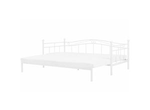 4251682236645 - Metallbett Weiß 80 x 200 cm Ausziehbar Mit Lattenrost Metall Verzierungen Ausziehfunktion Romantisch Klassisch