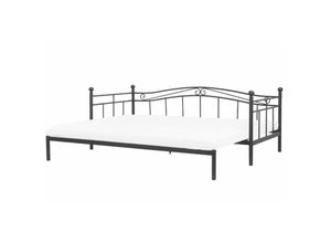 4251682236652 - Beliani - Metallbett Schwarz 80 x 200 cm Ausziehbar Mit Lattenrost Metall Verzierungen Ausziehfunktion Romantisch Klassisch - Schwarz