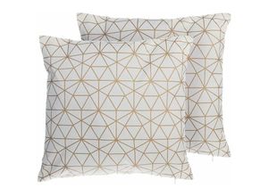 4251682237260 - Beliani - Dekokissen Gold 2er Set Baumwolle 45 x 45 cm Netz-Motiv Wohnzimmer Salon Schlafzimmer Modern