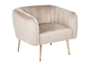 4251682237314 - Beliani - Cocktailsessel Taupe Stoffbezug aus Samtstoff mit Metallgestell in Gold Glamouröser Edler Stil Wohnzimmer Salon Esszimmer Flur