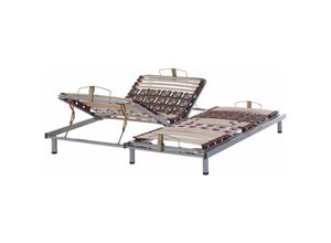 4251682237802 - Beliani - Lattenrost Set Metall Birkenholz Kunststoff manuell verstellbar 4 individuelle Verstellpunkte 2x 26 Federleisten für Einzelbett
