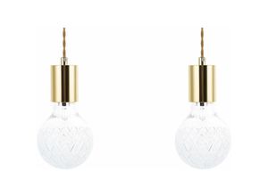 4251682238403 - Beliani - Hängeleuchte Gold Metall 2er Set mit Schirm aus Glas in Glühbirnenform geometriches Muster Minimalistischer Industrieller Stil - Transparent