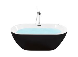 4251682238809 - Beliani - Whirlpool-Badewanne Schwarz 170 x 80 cm aus Sanitäracryl freistehend oval Elegantes Modernes Design