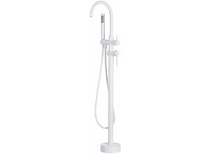 4251682238953 - Beliani - Duscharmatur Armatur Freistehend Mischer Wasserhahn Dusche Set Brause matt weiss Edelstahl Messing Kunststoff Modern - Weiß