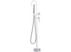 4251682238977 - Beliani - Duscharmatur Armatur Freistehend Mischer Wasserhahn Dusche Set Brause Weiß-Silber Edelstahl Messing Kunststoff Modern