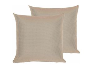 4251682239516 - Beliani - Gartenkissen 2er Set Sandbeige Polyester Quadratisch 40 x 40 cm Deko Dekokissen für Garten Terrasse Balkon Innenräume - Beige