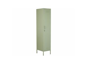 4251682240420 - Metallschrank Grün Stahl 185cm hoch Modern mit abschließbarer Tür Kleiderstange 2 Türhaken 5 Fächern Wohnzimmer Schlafzimmer Flur Büro Archiv - Grün