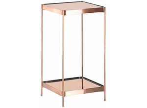 4251682240697 - Beistelltisch Kupferton Metall Glas 29 x 29 cm Klassisch Elegant Multifunktional Wohnzimmer 4251682240697 - Beistelltisch Kupferton Metall Glas 29 x 29 cm Klassisch Elegant Multifunktional Wohnzimmer