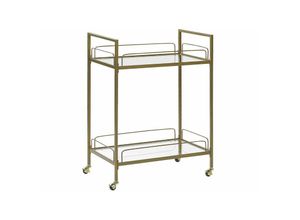 4251682240727 - Beliani - Servierwagen Gold Glas Metall 90 x 66 x 40 cm Mobil Funktional Wohntimmer Küche - Gold