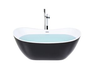 4251682240864 - Beliani - Freistehende Badewanne 170 x 77 cm Schwarz Sanitäracryl Oval Modern