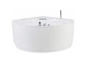 4251682240918 - Beliani - Whirlpool-Badewanne Eckbadewanne Weiß 150 x 114 cm mit Massagefunktion und led Rund Modern Glamour