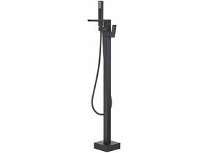 4251682241526 - Badewannenarmatur Freistehend matt Schwarz futuristische gerade Form Edelstahl mit Enhebelhandmischer und Standhandbrause Modern Zeitlos - Schwarz 4251682241526 - Badewannenarmatur Freistehend matt Schwarz futuristische gerade Form Edelstahl mit Enhebelhandmischer und Standhandbrause Modern Zeitlos - Schwarz