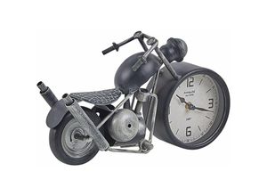 4251682242103 - Tischuhr Schwarz   Silber Höhe 19 cm Motorradform Schlafzimmer Wohnzimmer - Schwarz