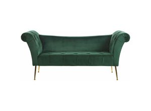 4251682242448 - Beliani - Chaiselongue Grün goldene Beine Universal mit Samtbezug und Metallfüßen für Wohnzimmer Schlafzimmer Salon Flur Klassisch Retro Modern