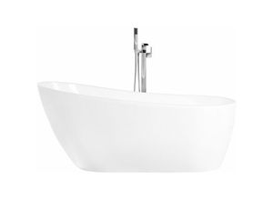 4251682243308 - Beliani - Badewanne Weiß Acryl 170 x 78 cm Oval Freistehend mit Überlauf Modern Badezimmer Ausstattung