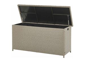 4251682243407 - Auflagenbox Taupe Rattan 126 x 46 cm 290 l mit Deckel für Garten für Terrasse Aufbewahrung Kissenbox - Schwarz