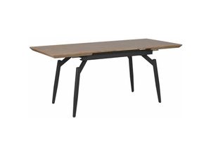 4251682243513 - Esstisch Braun MDF-Platte für 8 Personen 140x80 cm ausziehbar 180 x 80 cm rechteckig mit Metallgestell Schwarz Wohnküche Esszimmer Wohnzimmer