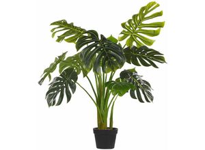 4251682243629 - Beliani - Kunstpflanze Grün und Schwarz Kunststoff 113 cm Monstera Badezimmer Wohnzimmer Schlafzimmer Indoor Deko Künstliche Pflanze Zmmerpflanze im