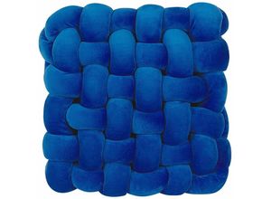 4251682244909 - Beliani - Dekokissen Blau 30 x 30 cm Knoten aus Polyester mit Flechtmuster Knotenoptik Quadratisch Wohnzimmer Salon Schlafzimmer Kinderzimmer