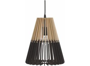 4251682247207 - Hängeleuchte Schwarz  Hellbraun 121 cm MDF-Platte Zweifarbig Boho-Industrie Look für Wohn- Schlaf- und Esszimmer Modernes Design - Heller Holzfarbton