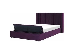 4251682247368 - Beliani - Polsterbett Violett 140 x 200 cm aus Samtstoff mit Stauraum Elegantes Doppelbett Modernes Design - Violett