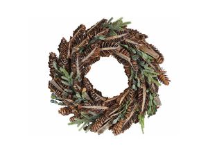 4251682247887 - Beliani - Weihnachtsdekoration Kranz Braun Holz rund mit Zweigen Innenbereich Tischdeko Wanddeko Türdeko Flur Wohn- und Schlafzimmer