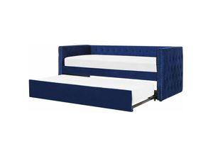 4251682248372 - Tagesbett Marineblau Samtstoff 90x200 cm mit Lattenrost Nieten Modern Glamour