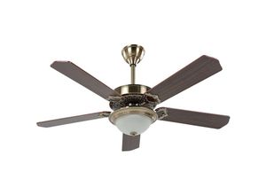 4251682248662 - Beliani - Hochwertiger Deckenventilator mit Licht Metall MDF-Platte dunkelbraun gold Begej - Dunkler Holzfarbton