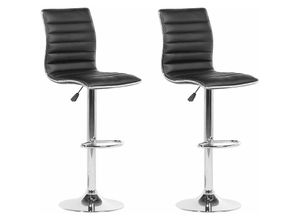 4251682249171 - Beliani - Barhocker 2er Set Schwarz Kunstleder Silber Metall Höhenverstellbar Modern Wohnzimmer Esszimmer Möbel