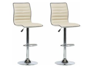 4251682249188 - Beliani - Barhocker 2er Set Beige Kunstleder Silber Metall Höhenverstellbar Modern Wohnzimmer Esszimmer Möbel