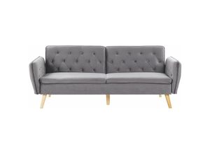 4251682250009 - Beliani - Sofa Grau Samtstoff 2-Sitzer Schlaffunktion Modern Praktisch Wohnzimmer Schlafzimmer