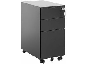 4251682250283 - Aktenschrank Schwarz Metall Modern Praktisch Multifunktional 3 Schubladen Arbeitszimmer