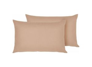 4251682250313 - Beliani - Gartenkissen 2er Set Sandbeige Polyester Rechteckig 70 x 50 cm Deko Dekokissen für Garten Terrasse Balkon Innenräume - Beige