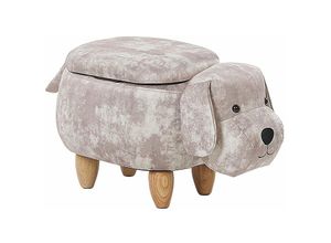 4251682250412 - Beliani - Hocker für Kinder Holz Samtstoff Beige Hund-Form mit Stauraum Kinderzimmer