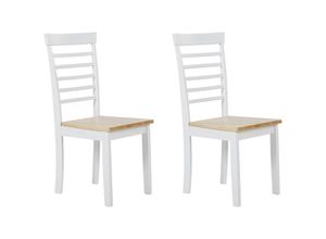 4251682252270 - Beliani - Esszimmerstuhl Gummibaumholz   Weiss 2er Set Wohnzimmer Küche Esszimmer