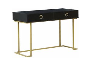 4251682252713 - Beliani - Konsolentisch Schwarz   Gold aus MDF-Platte Metalgestell Wohnzimmer Schlafzimmer Flur Rechteckig Modernes Design Glamour-Stil