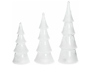 4251682252980 - Beliani - Dekofigur Weiß mit LED-Beleuchtung Weihnachtsbaum 3er Set Weihnachtsfigur Christmasfigur