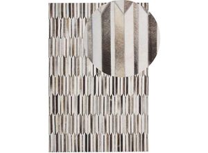 4251682253338 - Beliani - Teppich Beige  Braun aus Echtleder 160 x 230 cm mit Patchwork Kurzflor Elegant Rechteckig für Wohnzimmer Schlafzimmer Modernes Design