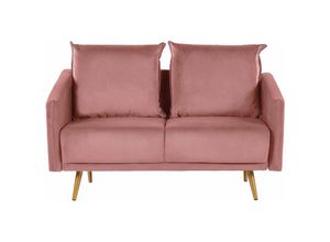 4251682254762 - Beliani - Sofa Rosa Samtstoff 2-Sitzer 130 x 78 x 68 abnehmbare Kissenbezüge Minimalistisch Retro Wohnzimmer   Flur   Arbeitzimmer Modernes Desing