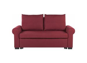 4251682255721 - 2-Sitzer Sofa Rot Stoffbezug Ausziehbar mit Schlaffunktion Rückenkissen Niedrige Armlehnen Retro-Stil Wohnzimmer Ausstattung Schlafsofa - Schwarz