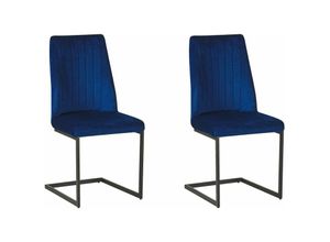 4251682255882 - Beliani - Freischwinger Stuhl 2er Set Blau Samtstoff mit hoher Rückenlehne Metallgestell Modernes Design für Ess- Wohn- und Arbeitszimmer 4251682255882 - Beliani - Freischwinger Stuhl 2er Set Blau Samtstoff mit hoher Rückenlehne Metallgestell Modernes Design für Ess- Wohn- und Arbeitszimmer