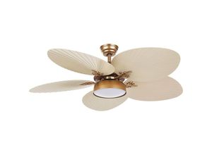 4251682257305 - Deckenventilator mit Licht God Metall Schirm aus Acrylglas 5 Flügel 3 Geschwindigkeitsstufen Fernbedienung Timer Glamour Wohnzimmer Büro Flur - Beige