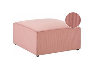 4251682257985 - Beliani - Ottomane Rosa Polsterbezug aus Cord quadratisch 83 x 83 cm Modernes Retro Design Wohn- und Arbeitszimmer Flur Diele Salon Möbel